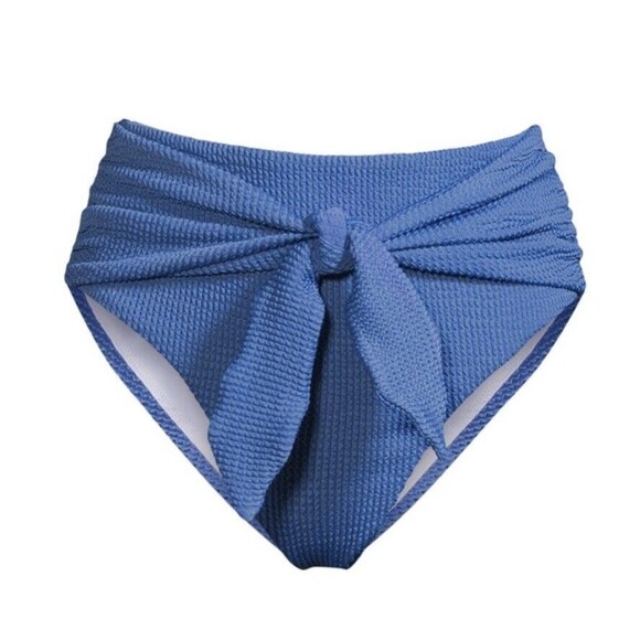 Veronica Beard Azoia High Waist Bikini Swimsuit Bottom In Riviera Blue Sz M New